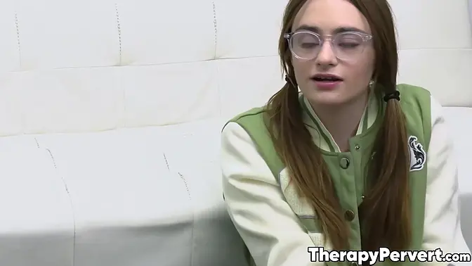 Petite teen Reese Robbins deepthroats and rides therapist's cock