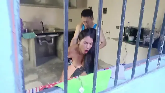 Ugly old man fucks beautiful busty black-haired woman