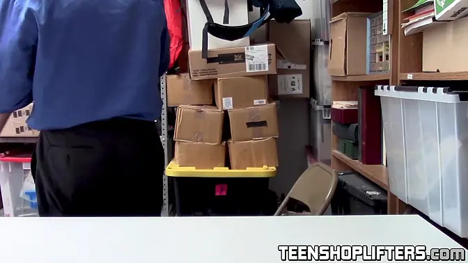 Naughty teen thief gets punished with big dick in office