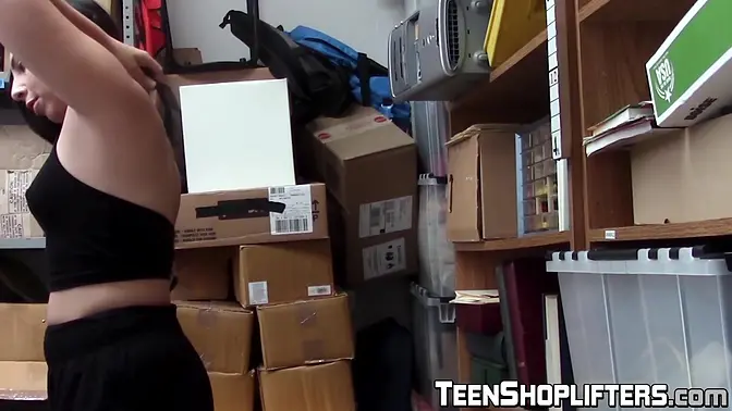 Teen shoplifter Luna Leve gets punished with a big cock