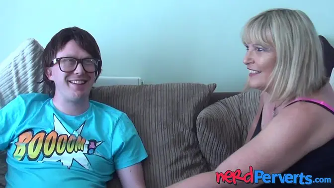 Mature lady Alisha Rydes moans as nerdy stepsons friend plows her