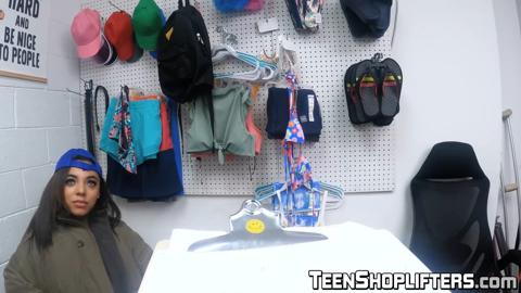 Petite Ebony Zerella Skies moans while the officer raw pounds her sweet pussy