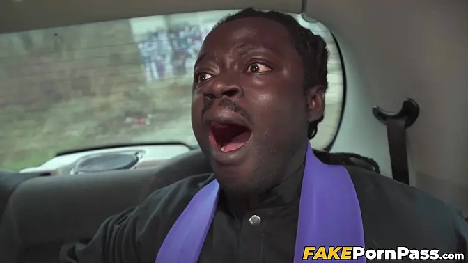 Priest tempted by ebony babe's natural beauty and big tits