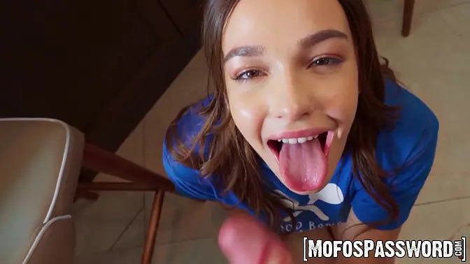 Brunette teen Rissa May craves cock, gives deepthroat and rides reverse cowgirl