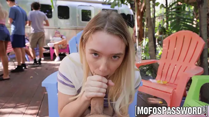 Blonde teen Juliette Mint seduces hung dude for some wild action fuck