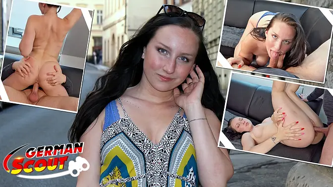 German Scout Pounds Teen Babe's Throat in Public