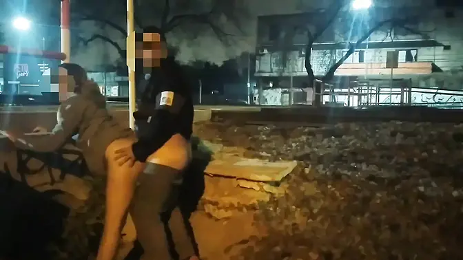 Real couple caught fucking in public and getting busted by the police
