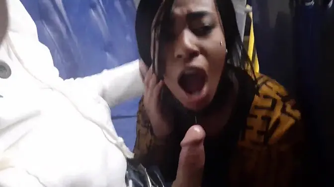 Hidden cam captures oral action on crowded bus