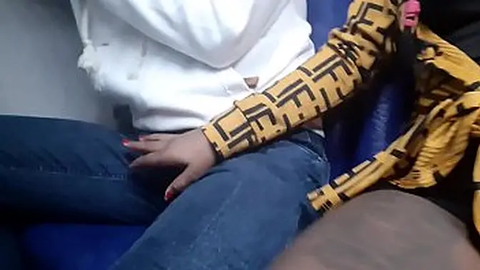 Hidden cam captures oral action on crowded bus