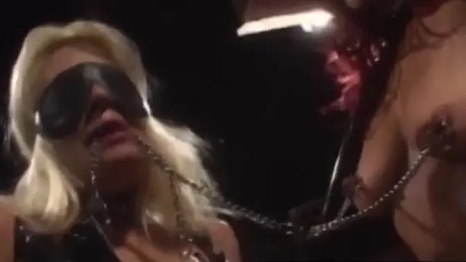 PussyCatsLatex com - Redhead domina′s mega dildo discipline for lesbian sub