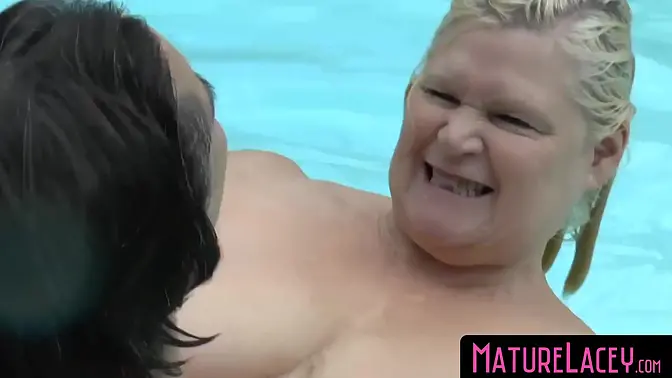 MatureLacey com - UK GILF's big tits play with two younger babes and a creampie