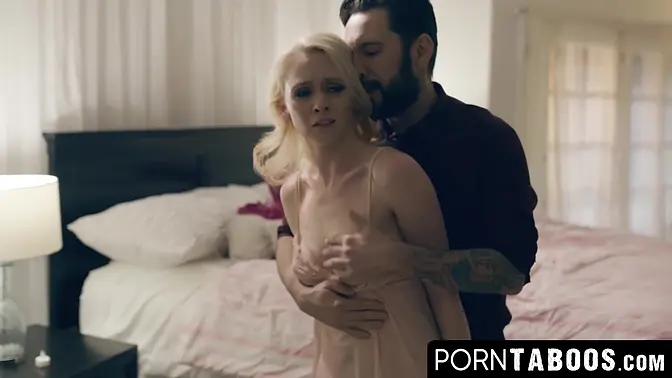 Hot blonde teen Athena Rayne gets a facial while her hunk watches