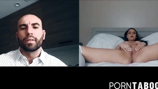PornTaboos com - Sexy Athena Faris webcam pussy play while bald stud watches