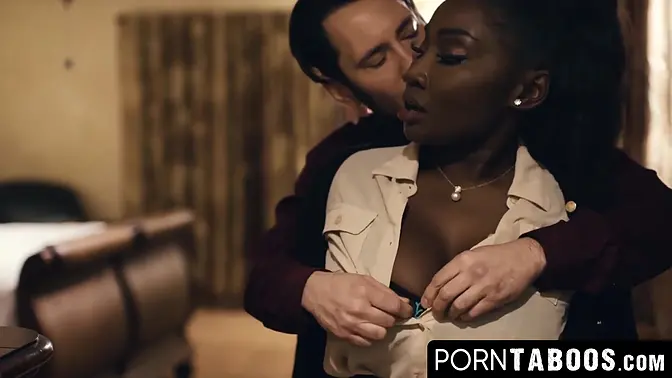 Ebony chick Osa Lovely deepthroats massive cock in forbidden doggystyle