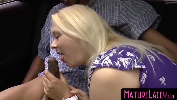 Mature granny Lacey Starr rides big BBC in interracial threesome