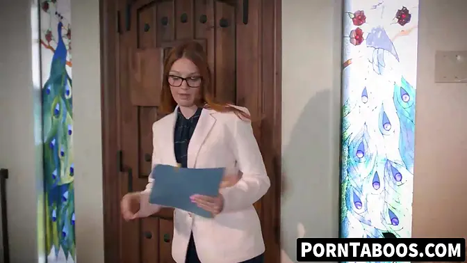 Teen brunette Leana Lovings gets a shaft-tasting lesson from her teacher