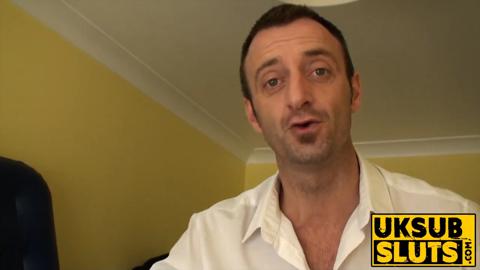UKSubSluts com - Cute girl self-spanks as rough guy intensely pleases her