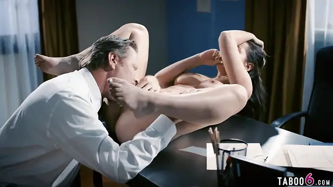 Corrupt bishop licks young Mormon's pussy