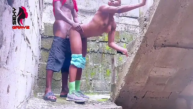 Sexy neighbor's girlfriend gets teased and fucked in unfinished building