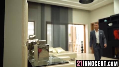 Blonde Cherry Kiss moaned in pleasure while being pounded on the massive cock of his boss Toby