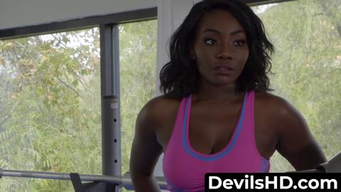 Dark beauty passionately pleases her trainer with intense intimacy