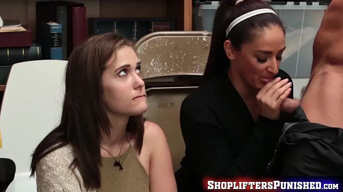 Teen shoplifting suspects get punished with big cock and threesome