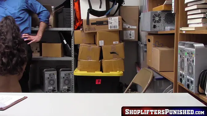 Shop owner punishes cute teenie thief with big cock