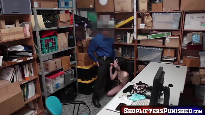 Teen shoplifter Ivy Aura gets fucked by a big-dicked cop