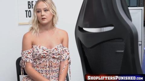 Sweet Natalie Queen blasts off while slamming Ryan Mclane after sneaking past the store