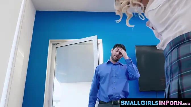 Tiny blonde schoolgirl craves big cock in hardcore doggystyle