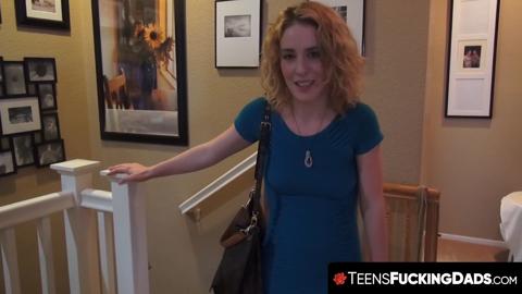 Cute stepdaughter deepthroats before intense hammering