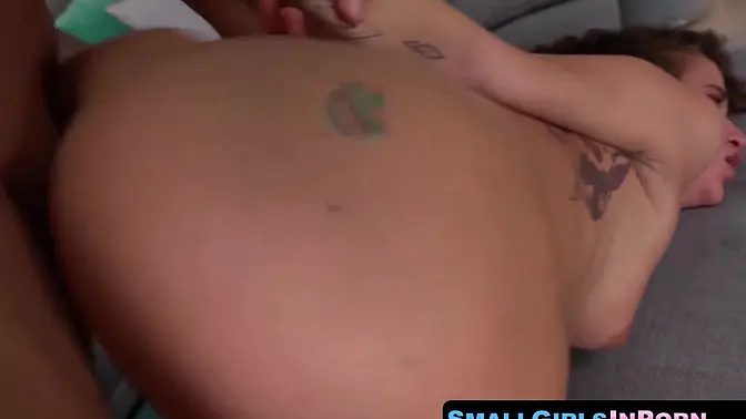 Petite Latina teen GeishaKyd gets her small pussy pounded after deepthroat BJ