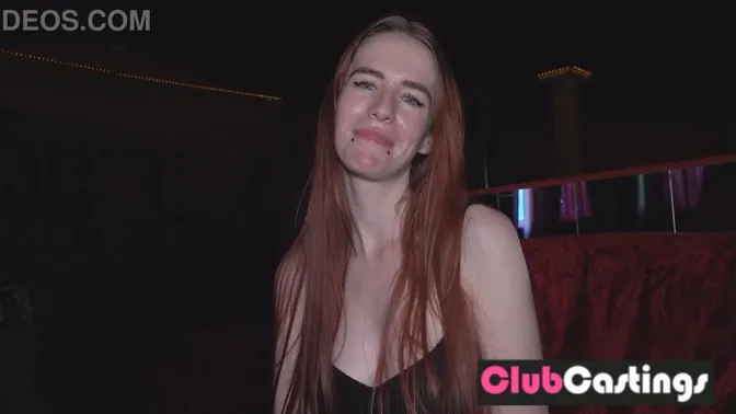 Redhead stripper rides cock for cash at ClubCastings
