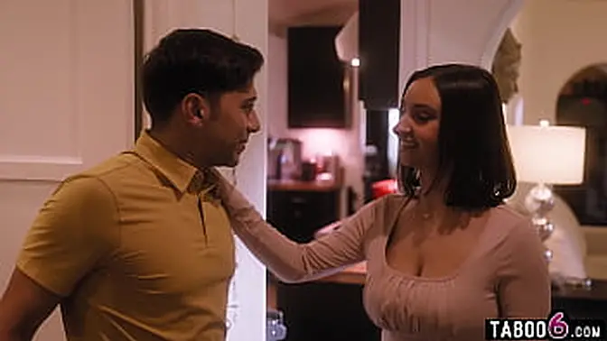 Busty MILF and wild girlfriend gang bang young boyfriend