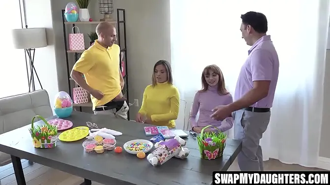 Brunette teens Katie Kush and Cecelia Taylor please our huge dicks