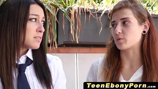 Petite ebony teen Chanell Heart gives a sloppy blowjob