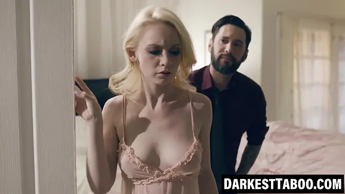 Athena Rayne earns a facial as her stepdad watches