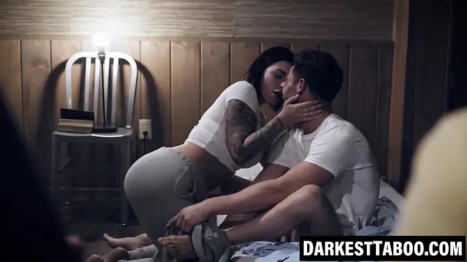 Tattooed cutie rides shaft and gives sloppy blowjob