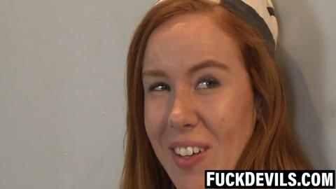 Hot ginger takes big cock🌭 deep —  climaxing with a load inside