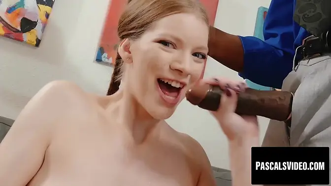 British redhead Erin Everheart gets BBC in her pussy and throat