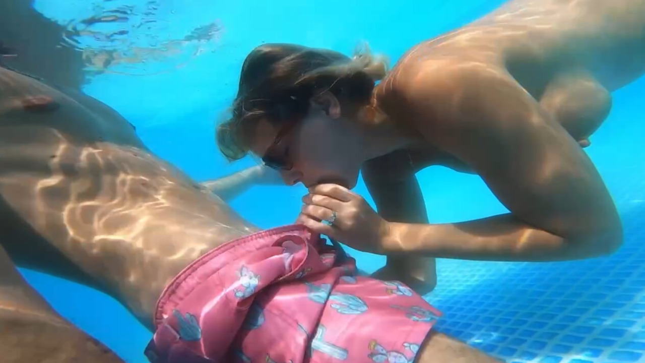 Hot blonde in pool gets hammered hard by huge long wang