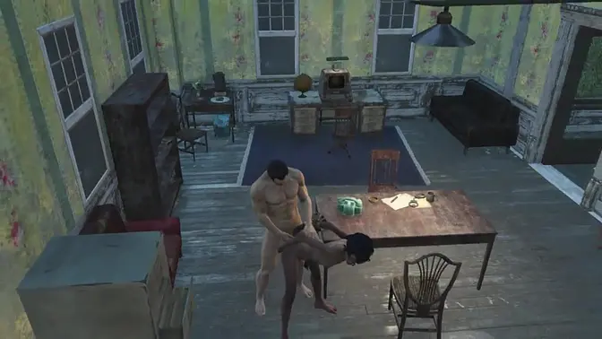 Futa Whore with Long Hair Teases Gamer