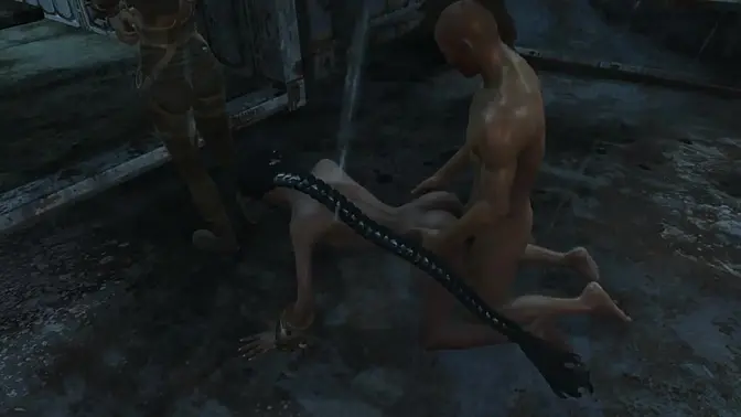 Futa Whore with Long Hair Teases Gamer