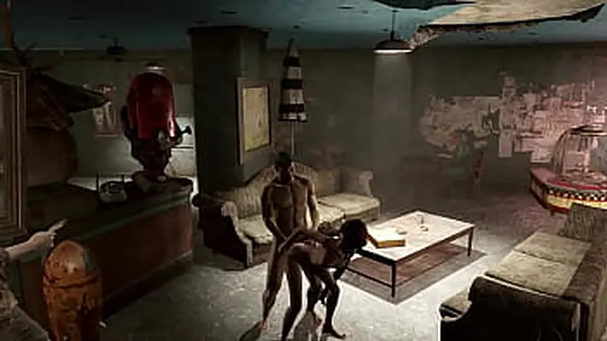 Futa Whore with Long Hair Teases Gamer