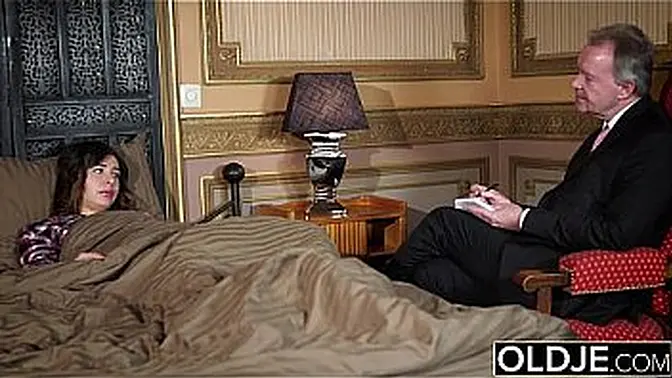 Hot young babe gets slammed by an old, sexy man