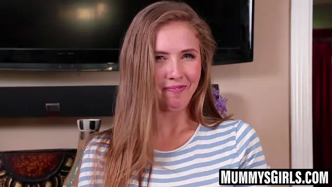 Brunette teen and milf face off in slippery scissoring duel