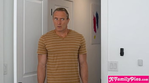 Petite step daughter was curious about her step dad his cock size