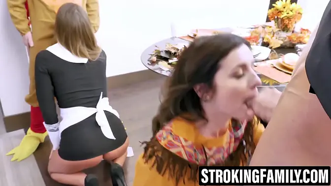 Skinny teen stepsisters enjoy forbidden foursome with huge dong