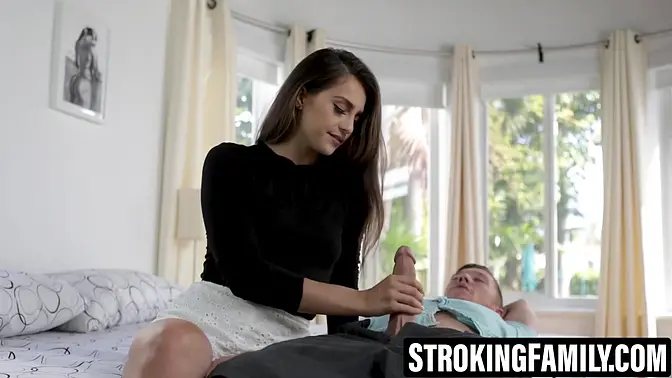 Horny slut coaxes stepbrother into incest creampie