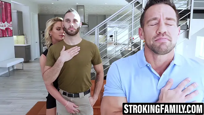 Busty MILF tested by two young cocks in a forbidden threeway